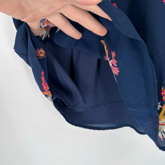 Madewell Silk Poppy A-Line Cactus Flower Floral Dress Navy Blue Size 4 Feminine - Picture 6 of 13